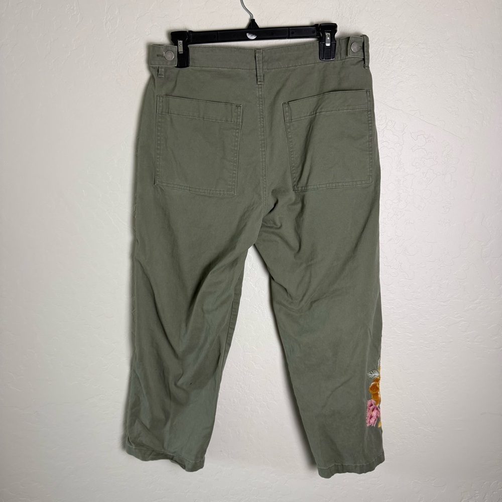 Driftwood Green Utility Boyfriend Crop Floral Embroidery Large - Picture 6 of 16